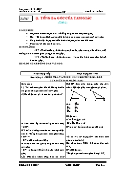 Giáo án Hình học khối 7 tiết 17: Tổng ba góc của tam giác (tiết 1)