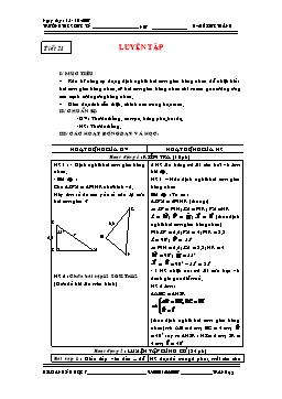Giáo án Hình học khối 7 tiết 21: Luyện tập
