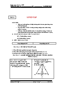 Giáo án Hình học khối 7 tiết 24: Luyện tập