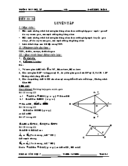 Giáo án Hình học khối 7 tiết 33, 34: Luyện tập