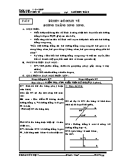 Giáo án Hình học khối 7 tiết 8: Tiên đề Ơclít về đường thẳng song song