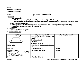 Giáo án Hình học khối 8 tiết 3: Hình thang cân
