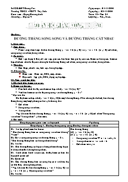 Giáo án hội giảng Đại số 9 tiết 24: Đường thẳng song song và đường thẳng cắt nhau