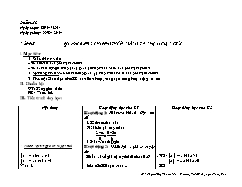Giáo án môn Đại số 8 tiết 64: Phương trình chứa dấu giá trị tuyệt đối