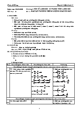 Giáo án môn Đại số & Giải tích 11 tiết 11: Bài tập phương trình lượng giác cơ bản