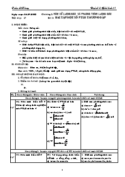 Giáo án môn Đại số & Giải tích 11 tiết 17: Bài tập một số phương trình lượng giác thường gặp