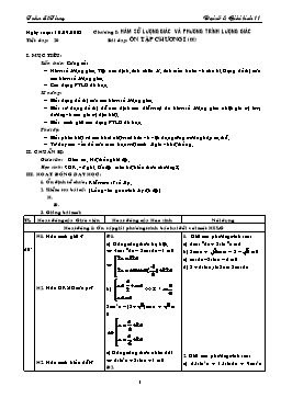 Giáo án môn Đại số & Giải tích 11 tiết 20: Ôn tập chương I (tt)