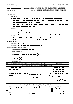 Giáo án môn Đại số & Giải tích 11 tiết 7: Phương trình lượng giác cơ bản