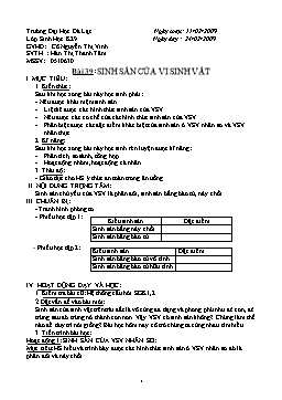 Giáo án Sinh học bài 39: Sinh sản của vi sinh vật