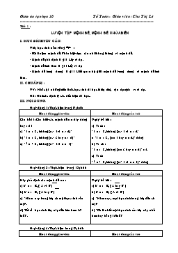 Giáo án tự chọn Toán 10 học kì I