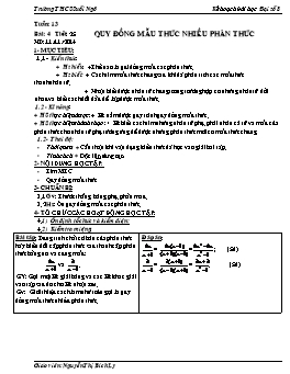 Kế hoạch bài học Đại số 8 tiết 25, 26 - Trường THCS Suối Ngô