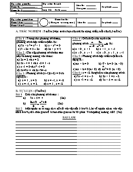 Kiểm tra 1 tiết Chương III - Đại số 8 (Đề 1)