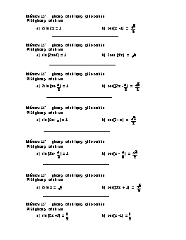 Kiểm tra 15 phút Phương trình lượng giác cơ bản