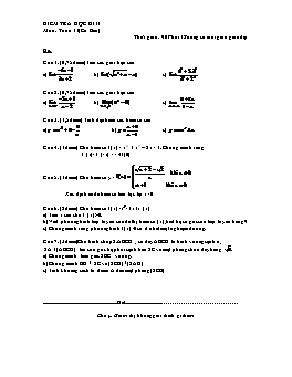 Kiểm tra học kì II môn: Toán 11 (cơ bản)
