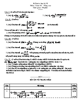 Kiểm tra học kỳ II Môn: Toán 11 – Nâng cao