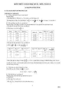 Kiến thức cơ bản học kỳ II - Môn: Toán 11