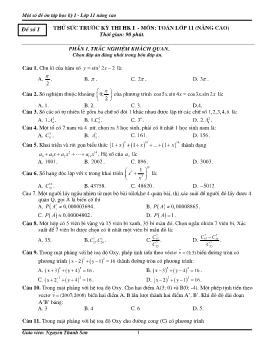 Một số đề ôn tập học kỳ I - Toán Lớp 11 nâng cao