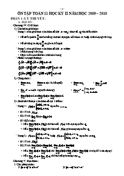 Ôn tập Toán 11 học kỳ II