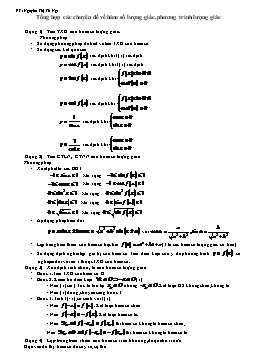 Tổng hợp các Chuyên đề về hàm số lượng giác, phương trình lượng giác