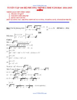 Tuyển tập 100 hệ phương trình luyện thi đại học