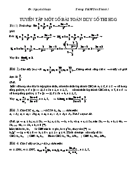 Tuyển tập một số bài toán dãy số thi học sinh giỏi