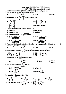 Bài kiểm tra 1 tiết chương 5 (Giải tích 11 chương trình nâng cao)