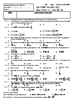 Bài kiểm tra học kì I môn: Toán 11