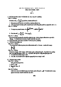 Bộ đề ôn thi học kì I – Môn Toán 12