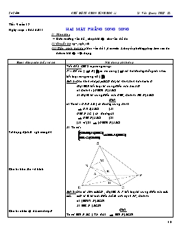 Chủ đề tự chọn Hình học 11 tiết 9: Hai mặt phẳng song song