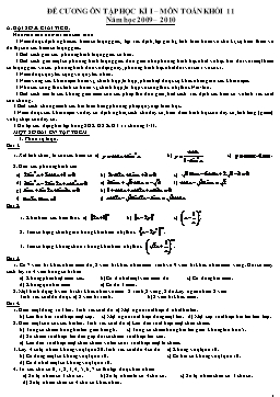 Đề cương ôn tập học kì I – Môn Toán khối 11