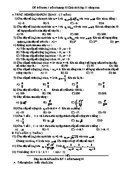 Đề kiểm tra 1 tiết chương III Giải tích lớp 11 nâng cao