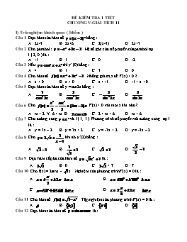 Đề kiểm tra 1 tiết chương V - Giải tích 11