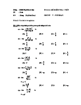 Đề kiểm tra 1 tiết chương V: Giới hạn