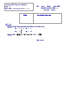 Đề kiểm tra 15 phút Đại số & giải tích 11 học kì II (Đề 3)