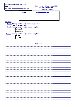 Đề kiểm tra 15 phút Đại số & giải tích 11 học kì II