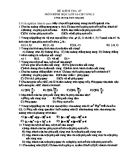 Đề kiểm tra 45’ môn Hình học lớp 11-Chương I (theo chương trình nâng cao)