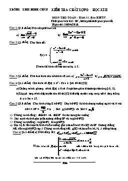 Đề kiểm tra chất lượng học kì II môn thi: Toán - Khối 11 ban KHTN