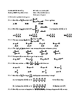 Đề kiểm tra chương III Môn: Đại số-Giải tích 11 - Trường THPT Ngũ Hành Sơn