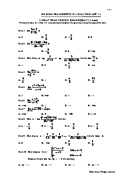 Đề kiểm tra chương IV -- Giải tích lớp 11