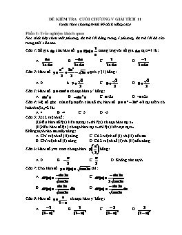 Đề kiểm tra cuối chương V - Giải tích 11