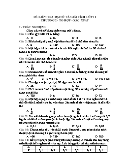 Đề kiểm tra Đại số và giải tích lớp 11 Chương 2 - Tổ hợp – xác xuất
