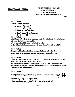 Đề kiểm tra học kì 1 môn: Toán lớp 11