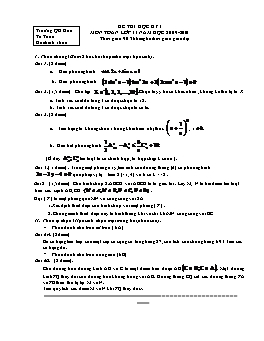 Đề kiểm tra học kì I môn: Toán 11 (Đề 6)