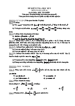 Đề kiểm tra học kì I môn Toán lớp 11 ban khoa học tự nhiên