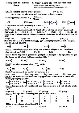 Đề kiểm tra học kì I môn Toán – lớp 11 nâng cao
