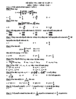 Đề kiểm tra học kì II lớp 11 môn: Toán <nâng cao>