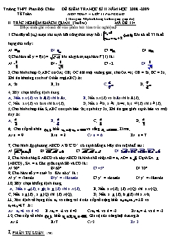 Đề kiểm tra học kì II môn Toán – lớp 11 nâng cao (Đề 4)