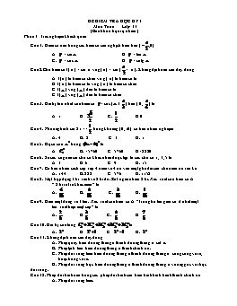 Đề kiểm tra học kỳ I Môn Toán Lớp 11 (Ban khoa học tự nhiên )