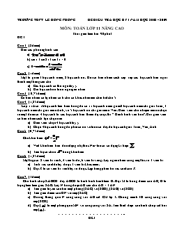 Đề kiểm tra học kỳ I môn: Toán lớp 11 nâng cao