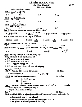 Đề kiểm tra học kỳ II môn: Toán lớp 11 (đề lẻ)